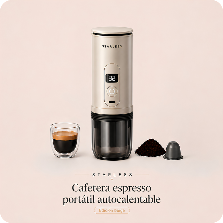Cafetera espresso portátil auto-calentable STARLESS beige